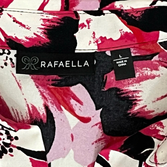 Rafaella Floral Relaxed Fit Pull Over Woven Blouse Womens Large High Lo Hem NWOT - Picture 7 of 9